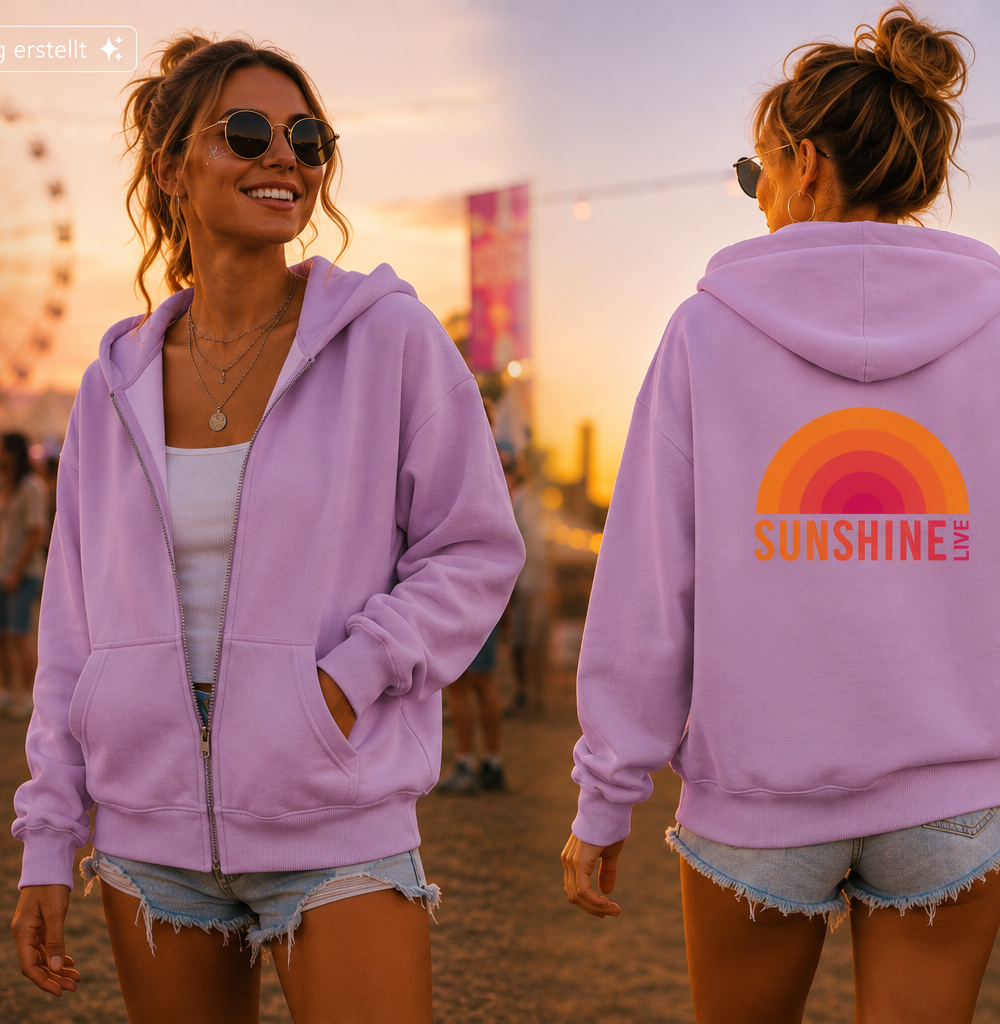 SUN(shine)-Oversize Zip Hoodie Alt Rosa