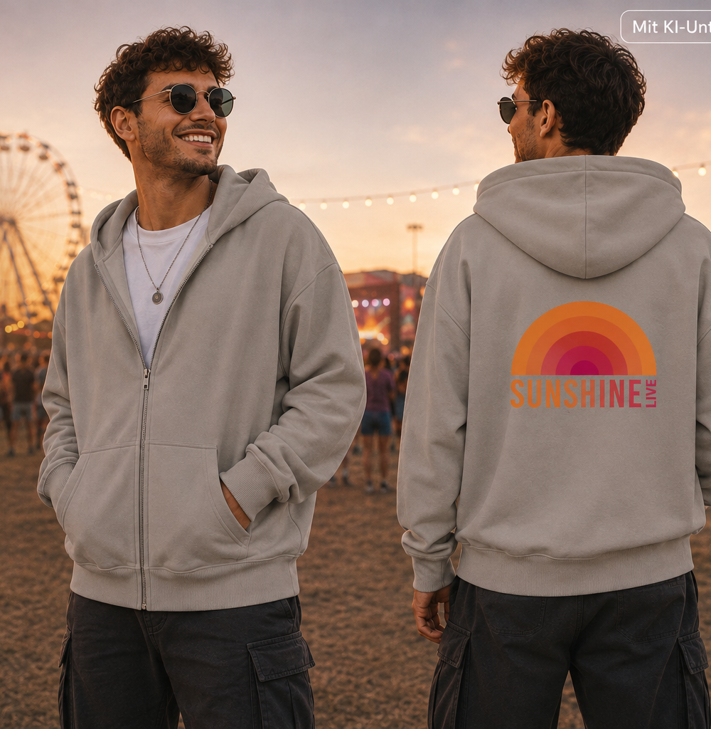SUN(shine)-Oversize Zip Hoodie Taupe
